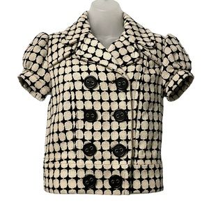 Kenzie Girl Wool Blend Jacket Double Breasted Short Sleeve Black/ Cream Size S